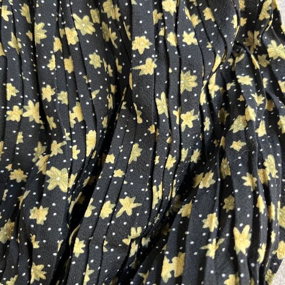 Alice Blue Accordion Pleat Midi Skirt Size S Black Butter Yellow Floral Belt - Picture 4 of 13